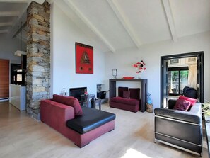 Fernseher, Kamin, Bücher