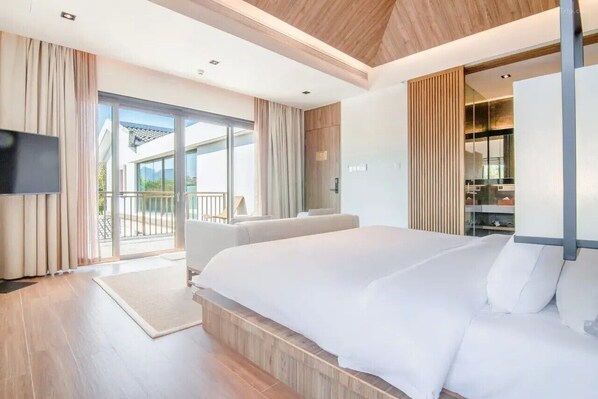 Chambre luxueuse double, vue sur le complexe | AccĂšs au Wi-Fi (inclus), literie fournie