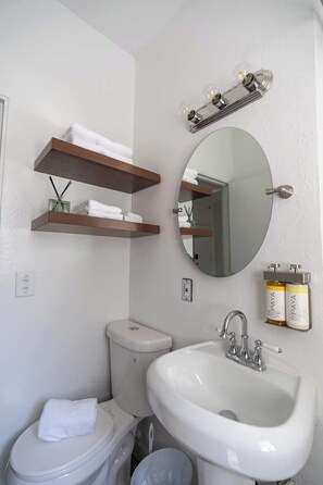 Shower, hair dryer, towels, shampoo - Studio Hideaway in Beachwood (Los Angeles)