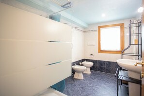 Shower, bidet, towels