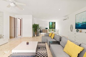 Condo, Multiple Beds, Pool Access, Garden View (Encanto E212) | Living area - 2 Br. Luminous and Spacious Pool View Apt (Tulum)