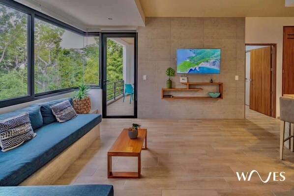 Villa, Multiple Beds, Pool Access, Garden View (Navio Tulum 1) | Living area - Spacious 1 BR With Great Location & Rooftop Pool by Waves Management (Tulum)