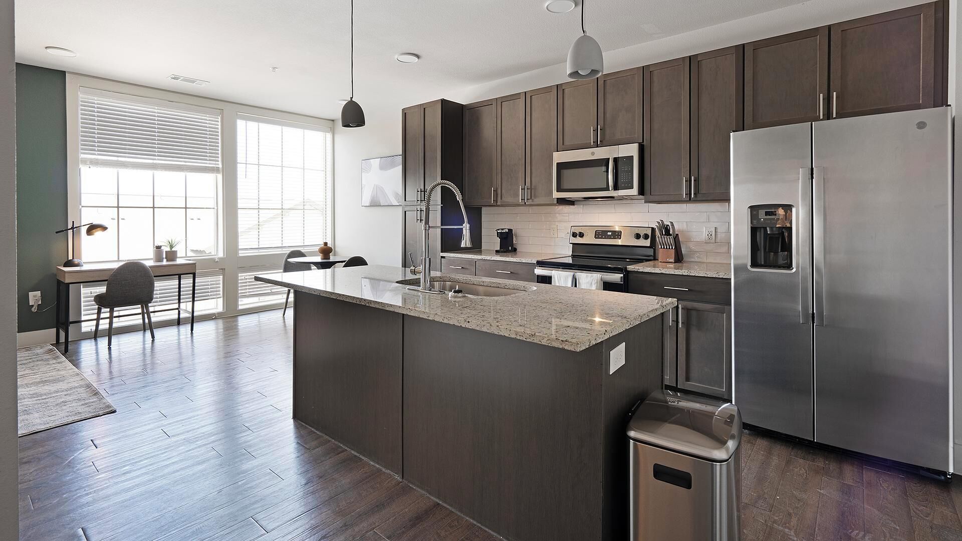 Fridge, dining tables
