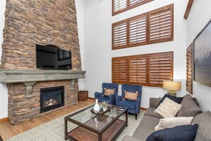 Smart TV, fireplace, DVD player, video library