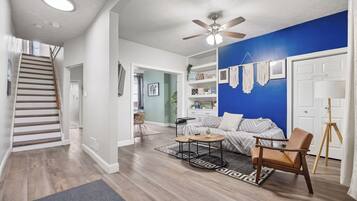 Smart TV, foosball, books