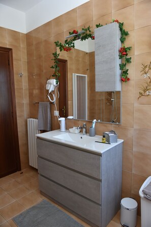 Haartrockner, Bidet, Handtücher, Seife