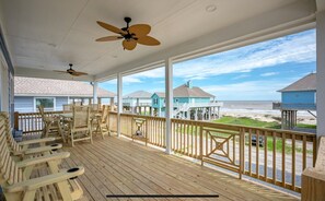 Outdoor dining - Beautiful beach house steps from the beach! (Bolivar Peninsula)
