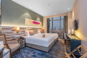 Comfort Double Room, City View | Desk, laptop workspace, blackout drapes, soundproofing