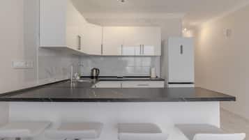 Fridge, microwave, coffee/tea maker, highchair