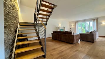 Televisio, takka, pöytätennispöytä