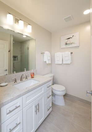 Shower, hair dryer, towels - Seascape North Bluff Pool & Ocean View 2br (Aptos)