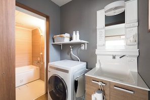 Hair dryer, towels