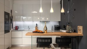 Fridge, microwave, oven, dishwasher