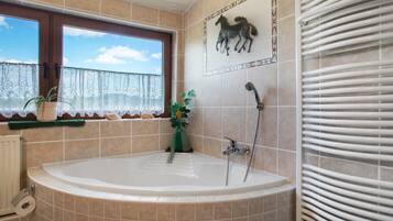 Dusche, Haartrockner, Handtücher