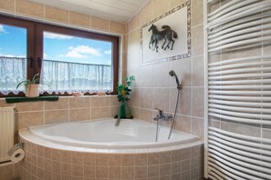 Dusche, Haartrockner, Handtücher