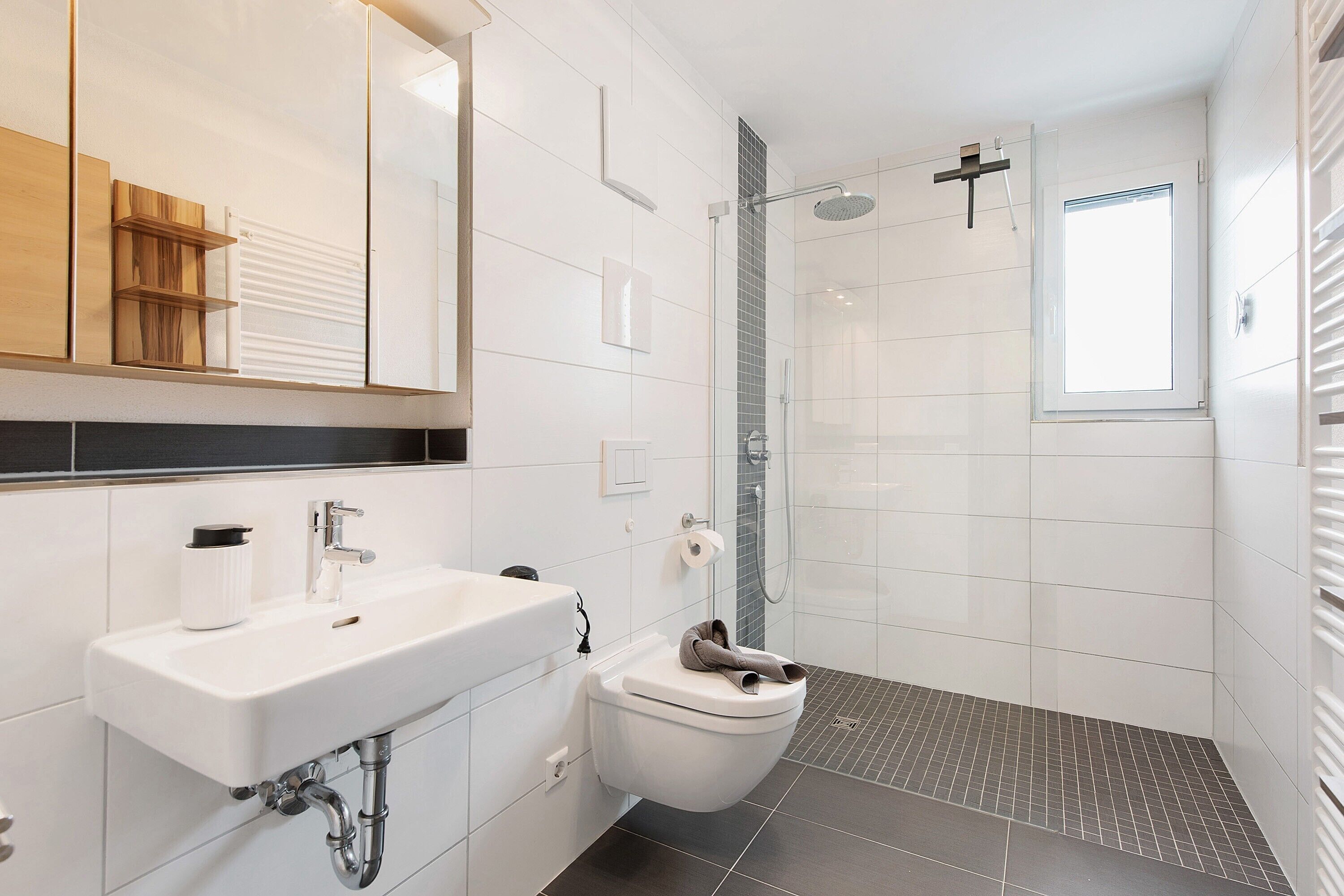Dusche, Haartrockner, Handtücher