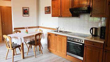 Fridge, oven, stovetop, coffee/tea maker