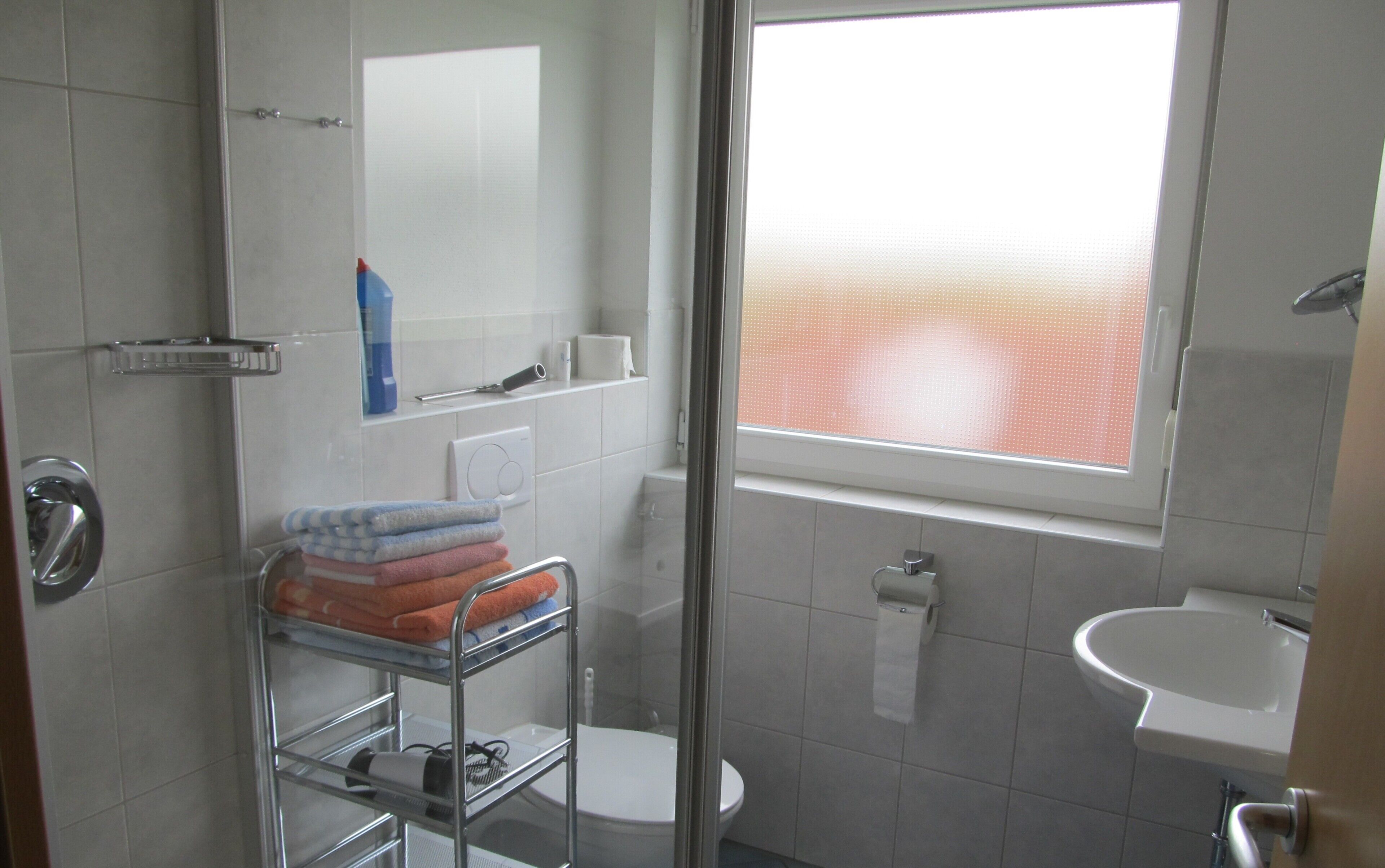 Dusche, Haartrockner, Handtücher