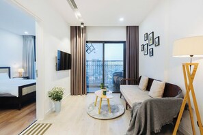 Appartement Supérieur, 2 chambres, cuisine, vue ville | Coin séjour