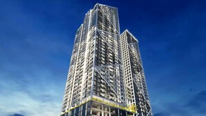 A modern high-rise building with multiple floors, featuring a grid-like facade and balconies. - Ha Tay Millennium Apartments - Free Gym Pool (Hanoi)