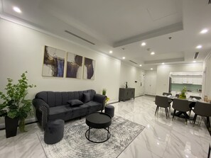 Deluxe Apartment, 2 Bedrooms, Balcony, City View | Living area | Flat-screen TV - Hateco Laroma Royal Apartments (Hanoi)