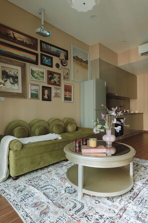 Superior Apartment, 1 Bedroom, Kitchen, City View | Desk, laptop workspace, blackout drapes, soundproofing - Masteri Waterfront by Emily in Town (Hanoi)