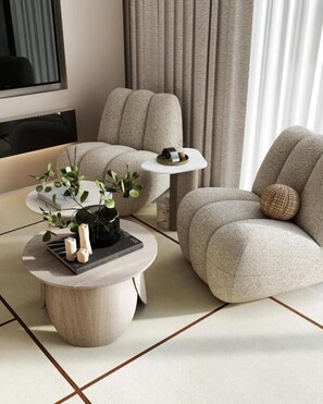 Luxury-Apartment, 2 Schlafzimmer | Wohnbereich