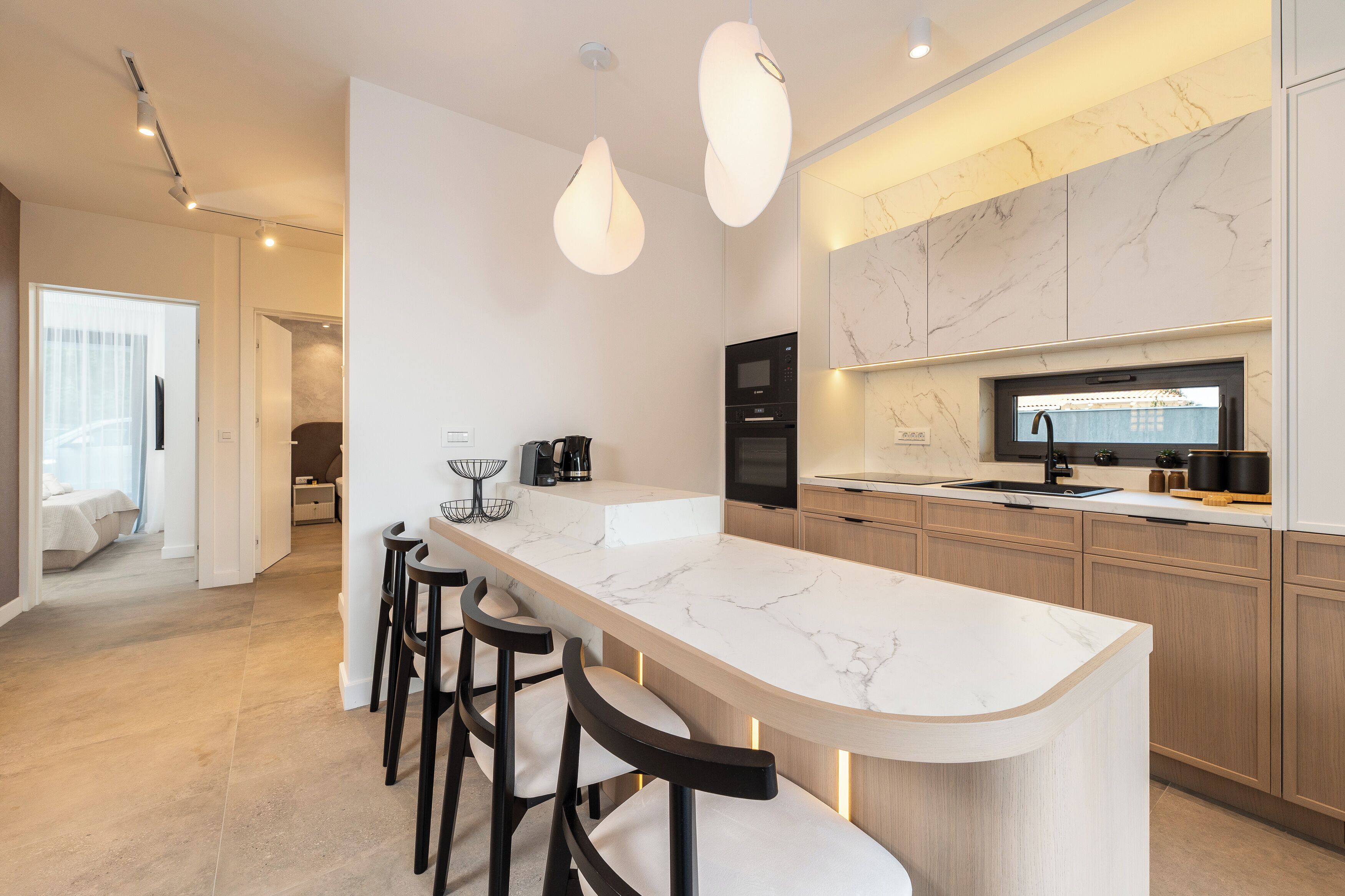 Luxury Apartment, 2 Bedrooms, Private Pool, Ground Floor | Private kitchen | Full-sized fridge, microwave, oven, stovetop