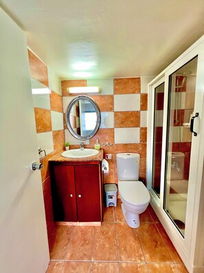 Haartrockner, Handtücher, Seife, Toilettenpapier
