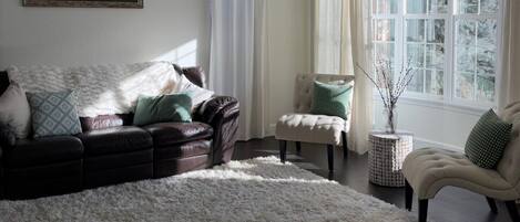 TV connectée, cheminée, livres, imprimantes