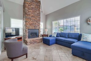 TV, fireplace, offices