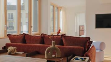 Apartament familiar | Sala d'estar | Televisor de pantalla plana, Netflix, serveis de streaming i oficines