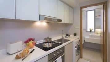 Microwave, oven, electric kettle, toaster