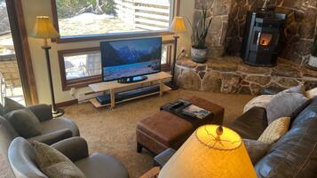 TV, fireplace, offices