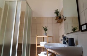 Regadera, secadora de cabello, bidet, toallas 