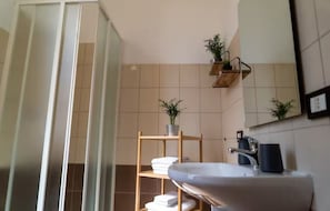 Regadera, secadora de cabello, bidet, toallas