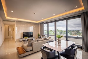 Premium Apartment, Balcony, City View | Living area