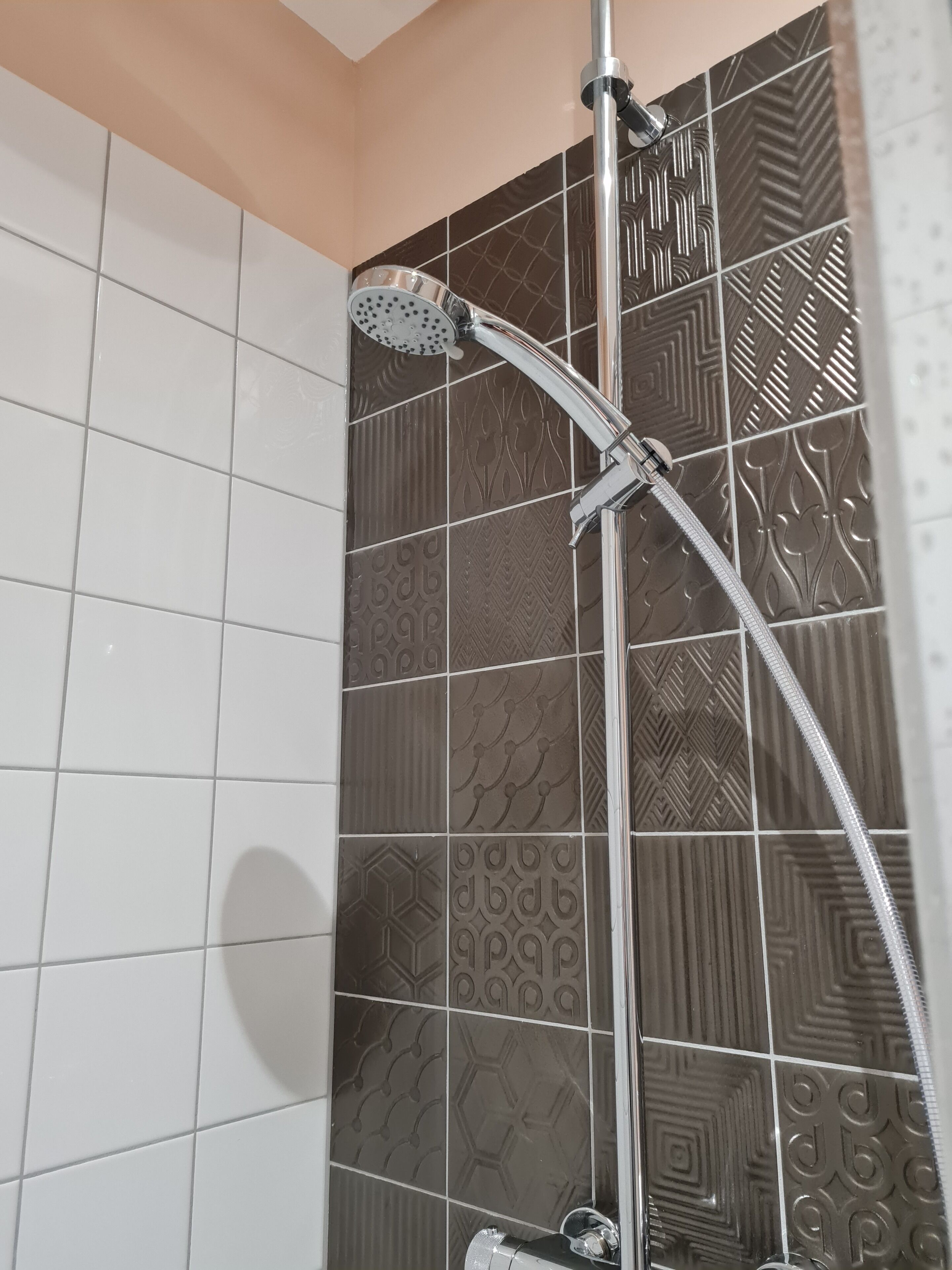 Douche, sèche-cheveux, serviettes fournies, savon