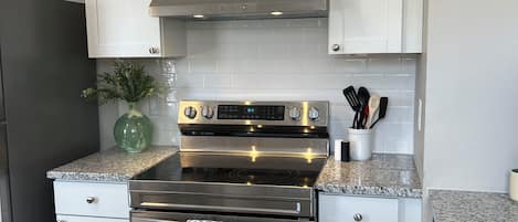 Fridge, microwave, dishwasher