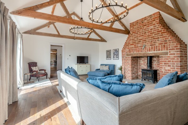 TV, fireplace