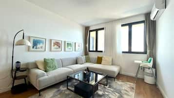Family Apartment, Private Pool, Sea View | Living area | LCD TV