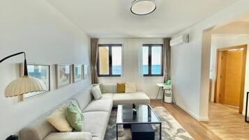 Family Apartment, Private Pool, Sea View | Living area | LCD TV