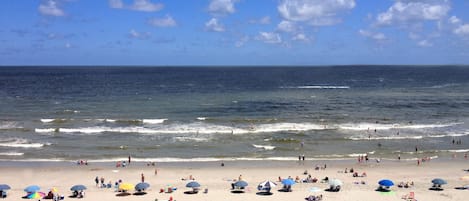 On the beach, beach towels