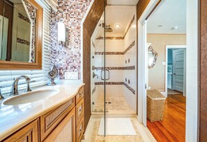 Shower, hair dryer, towels, soap - Grand 8BR/4BA Beach Block Retreat—Just steps to Ocean City Shore! (Ocean City)