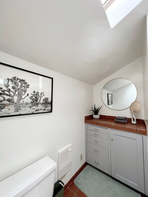 Eco-friendly toiletries, hair dryer, towels, soap