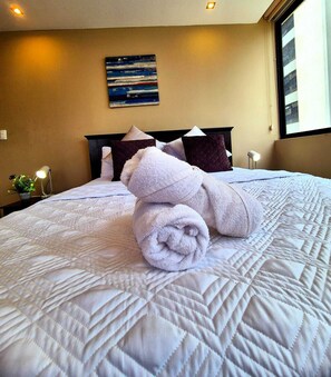 1 bedroom, desk, iron/ironing board, travel cot