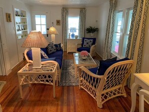 Cabin, Multiple Beds, Patio, Garden View | Living area | Fireplace