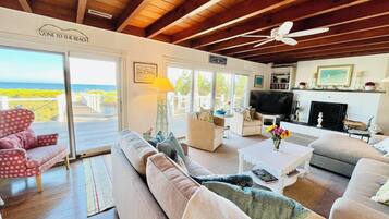 House, Multiple Beds, Fireplace, Ocean View | Living area