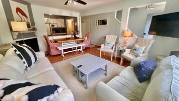 Cottage, Multiple Beds, Balcony, Ocean View | Living area | Fireplace