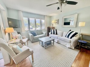 Cottage, Multiple Beds, Balcony, Ocean View | Living area | Fireplace - Baystrand 12 (Dewey Beach)